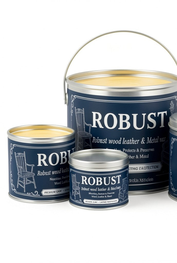 Robust Wood, Leather & Metal Wax - Premium 400g Beeswax & natural wax Polish Restorer for Furniture & Hardware